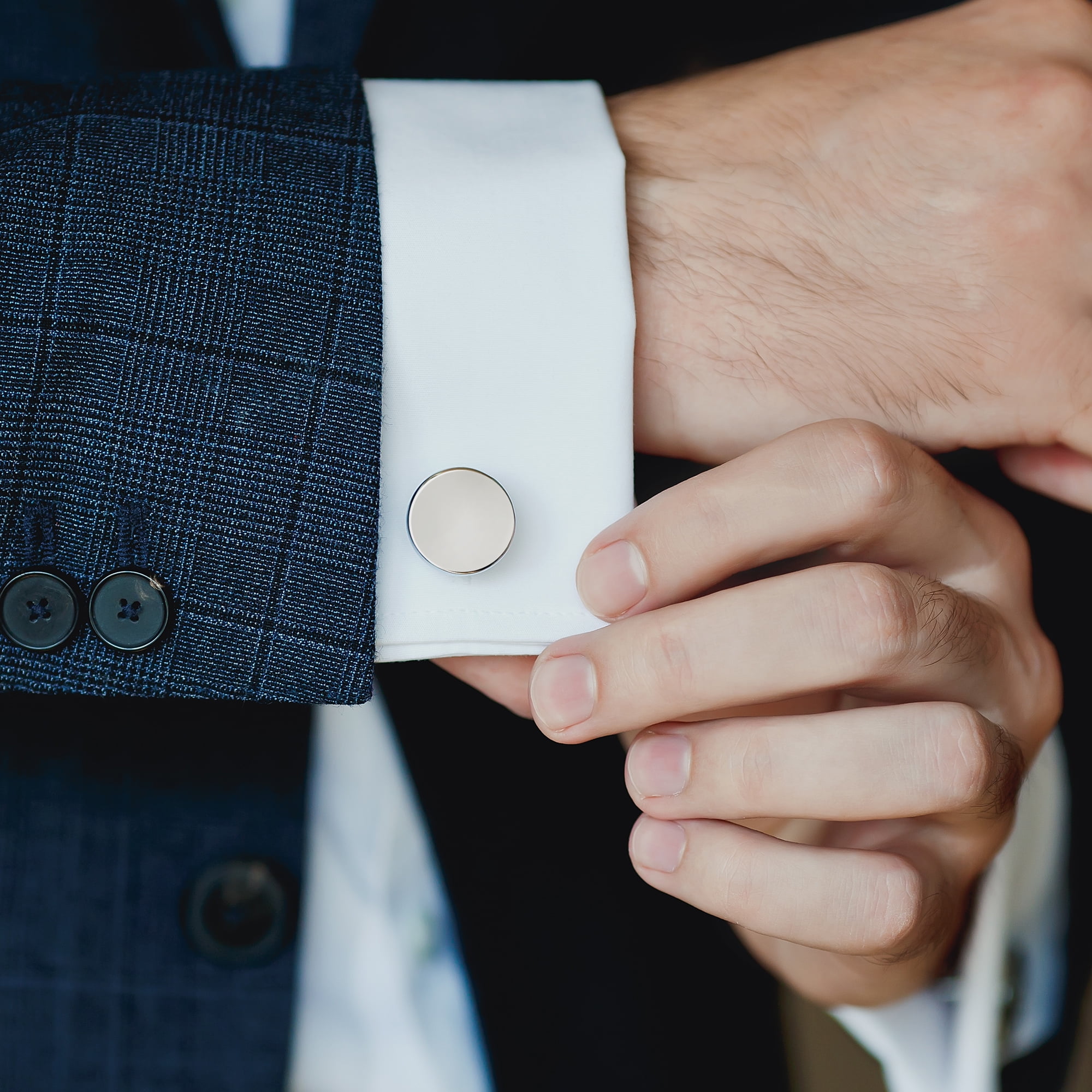 Anavia Jewelry Stainless Steel Classic Tuxedo Shirt Cufflinks for Men, Suitable for Wedding Anniversary Business and Daily Life, Valentines Day Gift For Him - [Silver, a pair Cufflinks]
