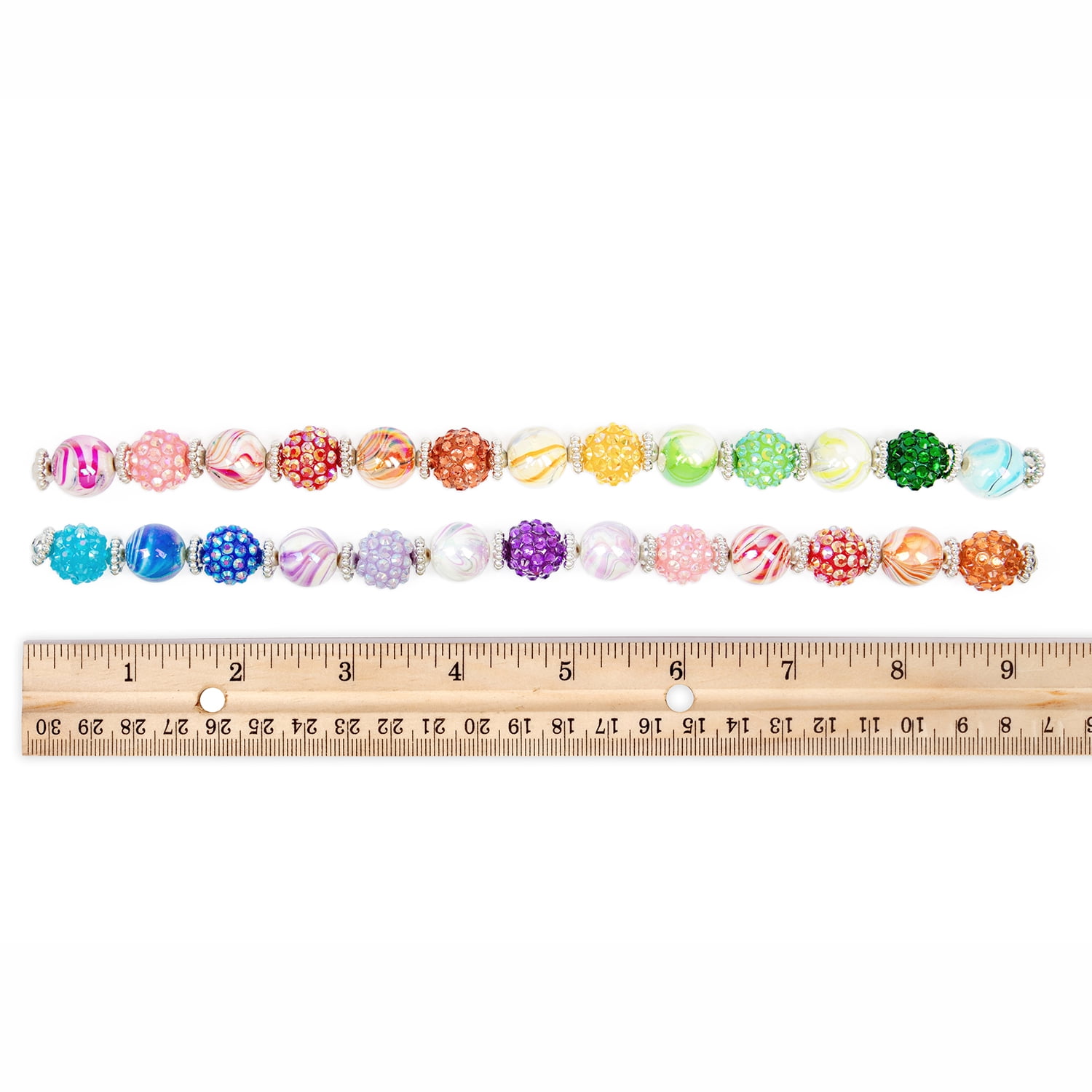 (2 pack) Cousin DIY Multicolor Acrylic Shambala Bead Strand, 17 in, 62 Piece, Jewelry Making, Adult