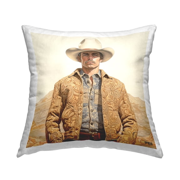 Stupell Industries Desert Cowboy Landscape Decorative Printed Throw Pillow, 18 x 18