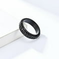 thumbnail image 2 of PAMTIER Unisex Stainless Steel Classic Hip Hop 6MM Plain Thin Stackable Square Grid Rotatable Fidget Ring Lucky Anxiety Relieve Band Black Size 10, 2 of 5