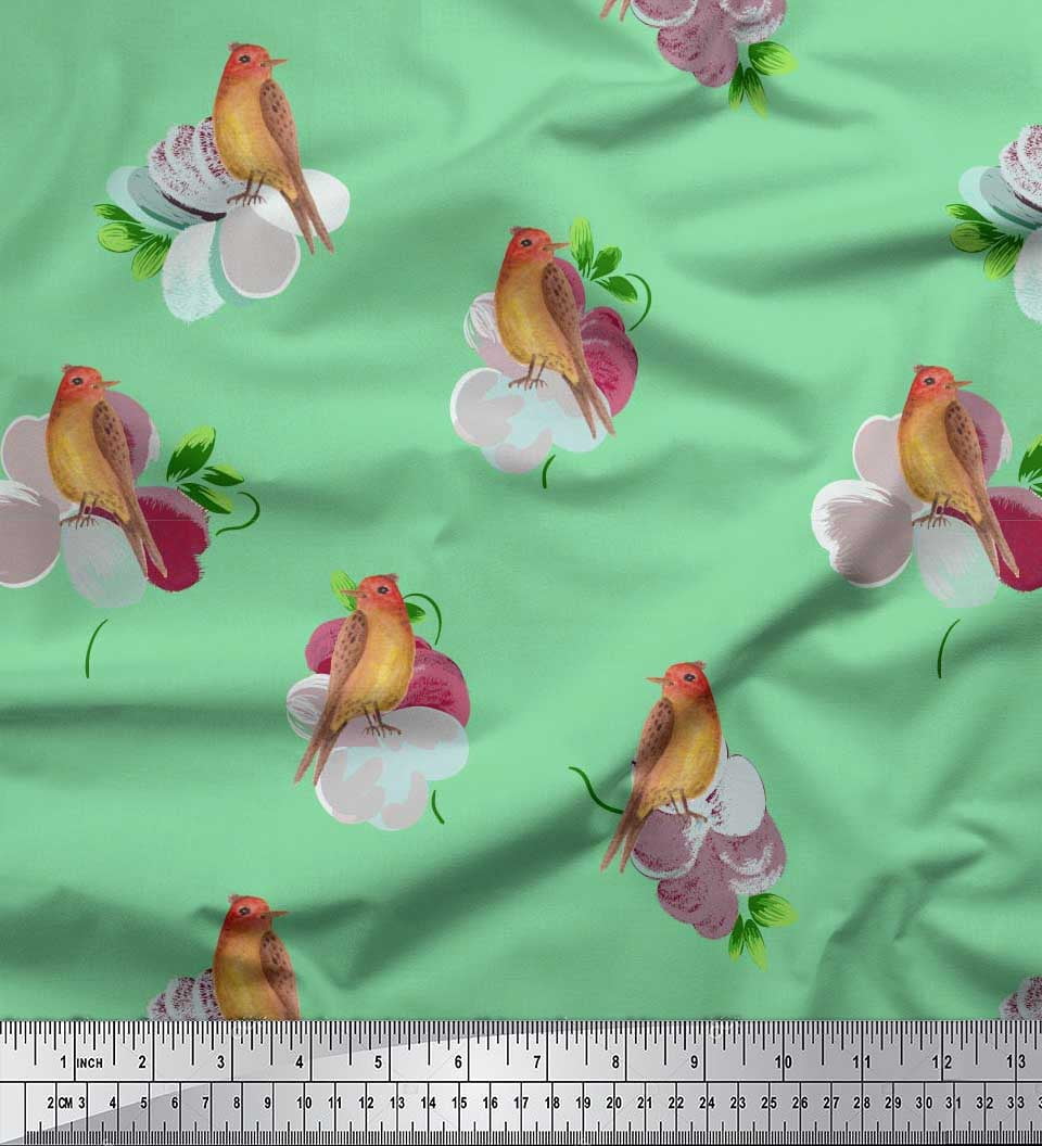 Soimoi Tissu En Voile De Coton Vert À Rayures, Tissu Floral