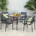 thumbnail image 3 of Costway 35" Patio Dining Table Tempered Glass Top Bistro Table with 1.5" Umbrella Hole, 3 of 10