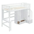 thumbnail image 4 of Loft Bed Twin Size with Desk, Twin Loft Bed with Bookshelves and 4 Steps Storage Staircase, Built-in Large Drawers and Wardrobe, Twin Size Loft Bed for Dorm, Boys & Girls, Teens, White, 4 of 9