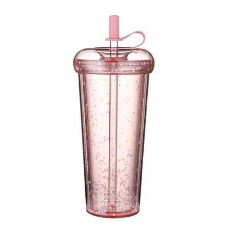 

Doughnut Double-Layer Insulated Water Bottle Couple Water Bottles with Straw BPA FREE - 520ml(Pink)