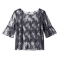 thumbnail image 4 of Trendfront Womens Floral Lace Blouses Crewneck 3/4 Sleeve Sheer Mesh Elegant Scalloped Hem Dressy Casual Party Holiday Going Out Tunic Tops, 4 of 4