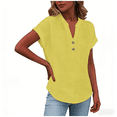 thumbnail image 6 of Cmfcve Linen Shirt for Women Summer Button Down Short Sleeve V Neck Tops Solid Color Comfy Blouses Casual Dressy Tunic Top, 6 of 9