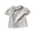 thumbnail image 2 of Kureaily Girls Summer Short Sleeve Top With Bow And Collar Cute Sleeve Blouse For Toddler Baby/ 9-10 Years/ Big Kid (White), 2 of 5