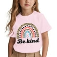 thumbnail image 2 of MIXUE Toddler Girls Tops & T-Shirts Children Rainbow Print Glitter Fashionable Summer Round Neck Short Sleeve Pullover Tshirts Outwear,Pink,3-4 Years, 2 of 4