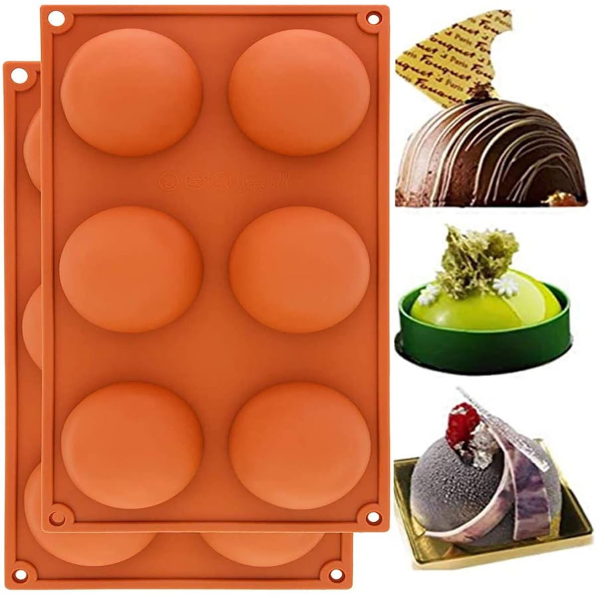 Kepooman 2 Pcs Non-stick Chocolate Silicone Mold with 2.75" Rebound Large Circle Holes Thick for Baking