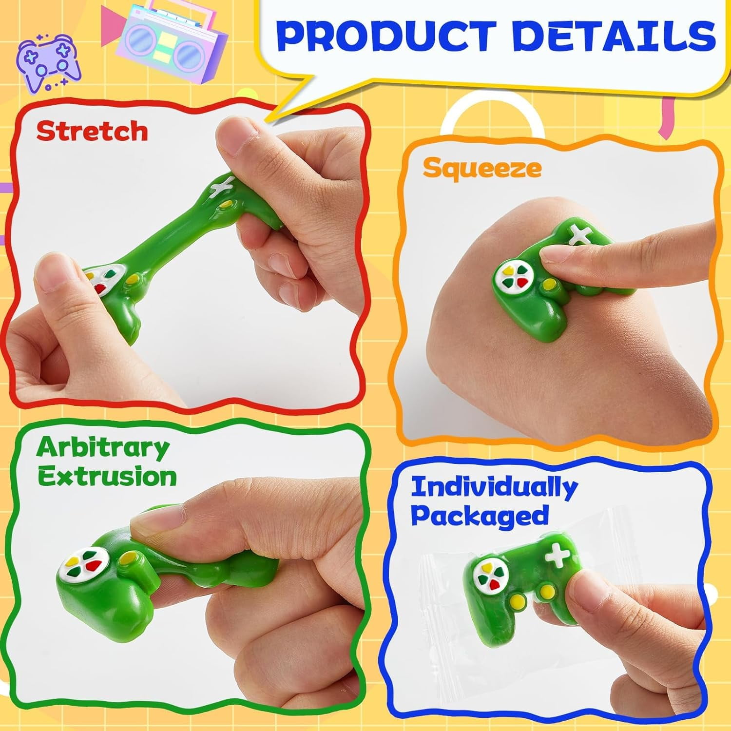 36 PCS Video Game Birthday Party Favors Gamer Squishy Toy Video Game Controller Shaped Stress Relief Toys for Goodie Bag Classroom Prizes Birthday Party Supplies