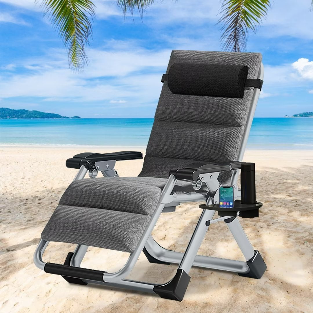 Docred Oversize Zero Gravity Chair, Lawn Recliner Folding Portable Chaise Lounge with Headrest