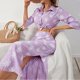 thumbnail image 1 of Conjunto De Falda Larga Conjunto de falda larga con estampado de hojas Estilo elegante Ropa de vacaciones para mujer (Púrpura M) Cgtredaw para Mujer Púrpura T S, 1 of 7