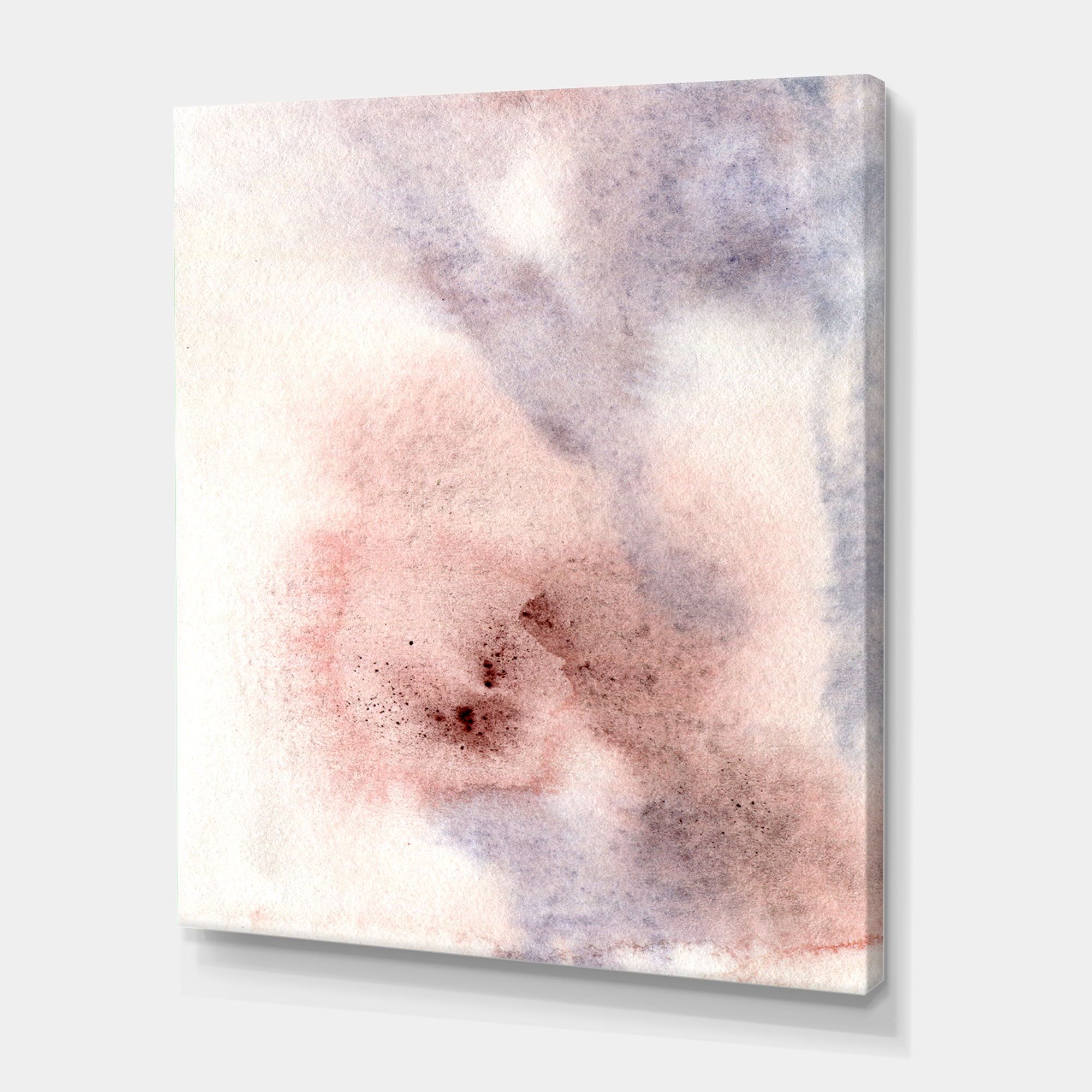 Designart ' Pastel Abstract With Pink Blue Beige and Red Spots ' Modern Canvas Wall Art Print