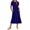 thumbnail image 1 of Vestido Zeagoo, casual, holgado, de lino de playa, color azul marino, talla S, 1 of 6