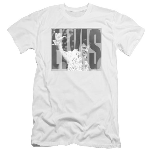 Elvis Presley Aloha Gray Premium Canvas Adult Slim Fit 30/1 T-Shirt White