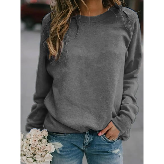 Women's Fashion Long Sleeve Tops Round Neck T-shirt
