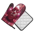 thumbnail image 2 of Xecao Surreal Pink Headphones Pattern Oven Mitts and Pot Holders Sets Heat Resistant Silicone Oven Mittens Extra Thicken Long Kitchen Cotton Oven Glove for Cooking, 2 of 7