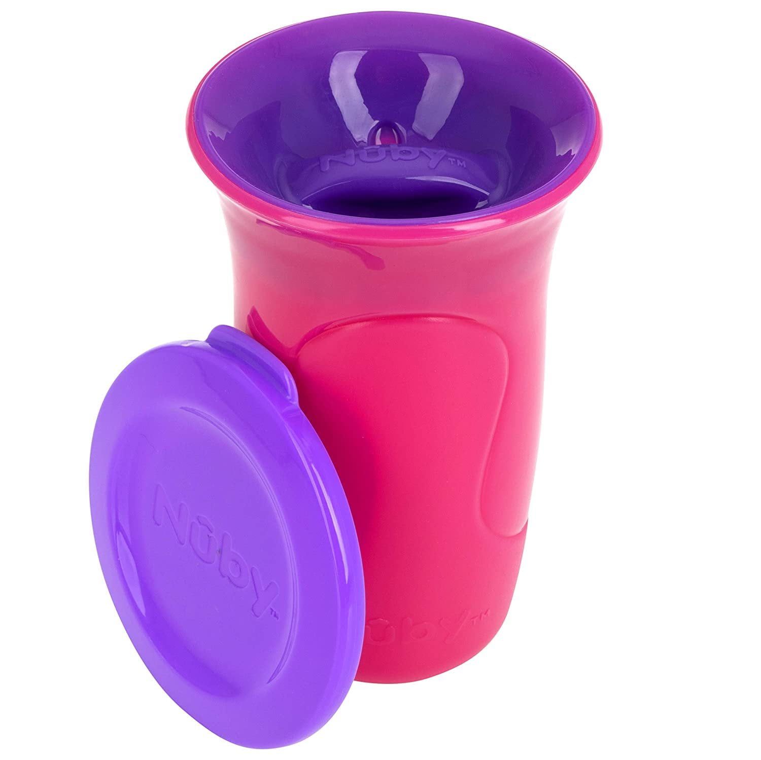 Nuby No Spill Edge 360 10 oz Cup with Silicone Rim, 2 Pack