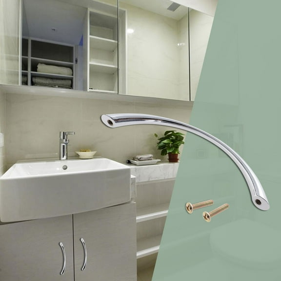 10pcs Arc Shaped Ceramic Kitchen Cupboard Cabinet Drawer Door Knobs Pull Handles (Chrome)