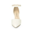 thumbnail image 5 of BLISSFUL STEP Women's Pointy Toe Ankle Strap Stiletto Heels Pumps White 10, 5 of 6