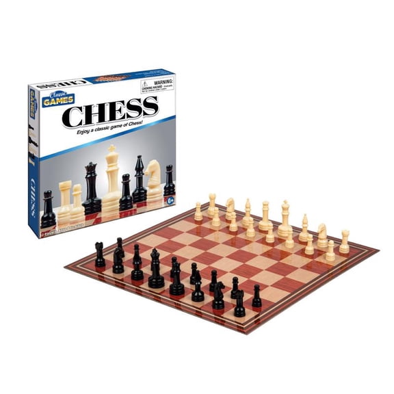 Playmaker Toys 6049505 Classic Games Chess Plastic, Black & Cream