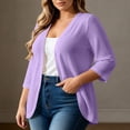 thumbnail image 4 of Otvok Women Casual Open Front Jacket, Plus Size 3/4 Sleeve Solid Color Lightweight Cardigan Daily Office Cover Up, 4 of 7