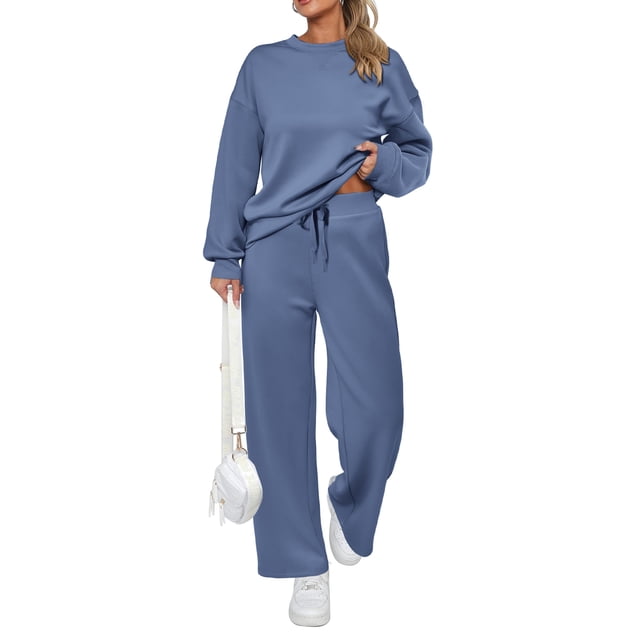Conjunto Deportivo PRETTYGARDEN de 2 Piezas para Mujer, Gris y Azul, Talla XL