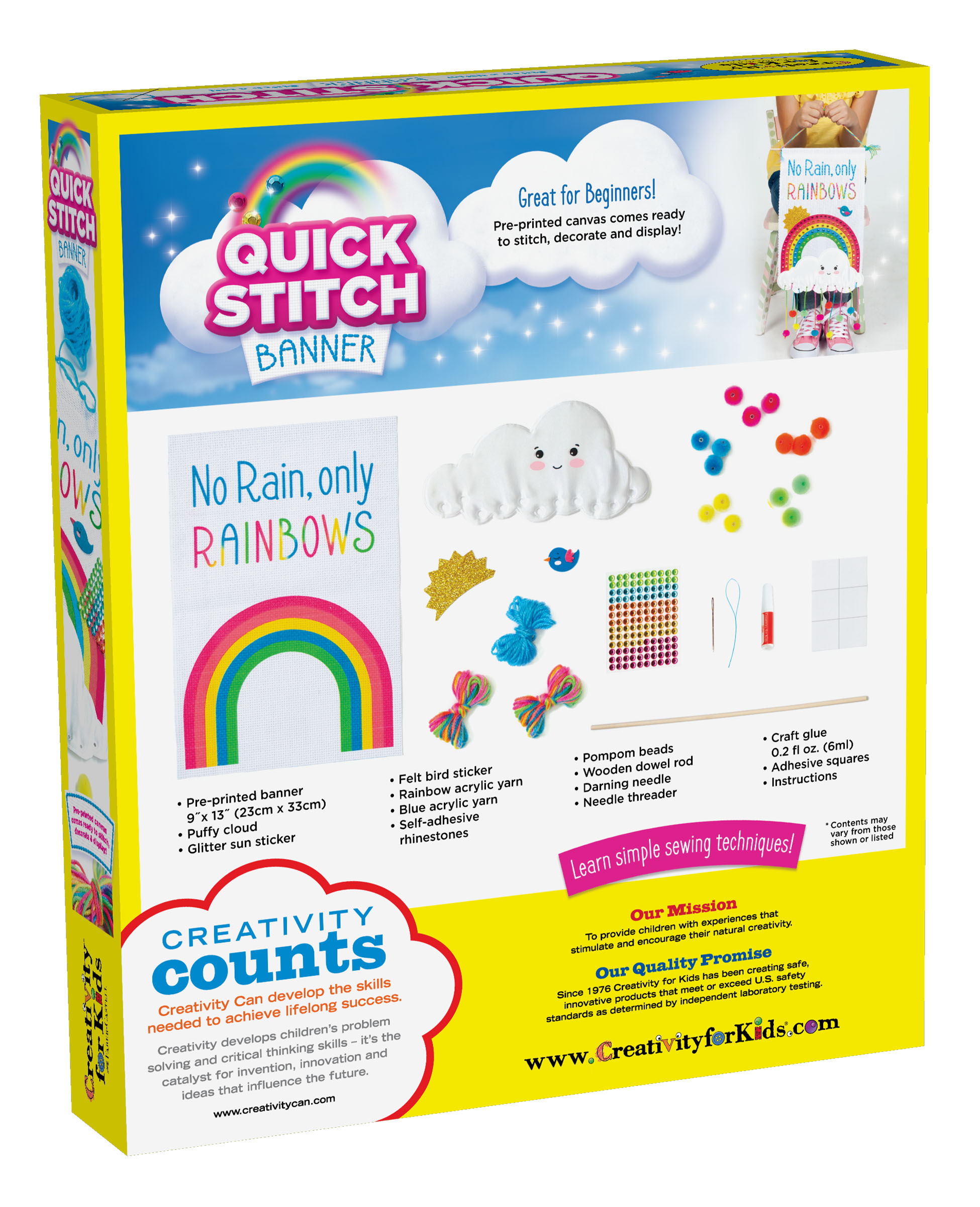 shine on' wooden rainbow banner diy stitching kit