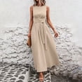 thumbnail image 2 of XuJwPNcy Dresses for Women Sleeveless Tie Front Aline Dress Round Neck Thin Maxi Dresses Ladies Summer Comfortable Clothes, 2 of 7
