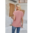thumbnail image 3 of Eternatastic Womens Short Sleeve Eyelet Embroidery Tops Crewneck Knit Solid Loose Casual Basic T Shirts Tee Blouses, 3 of 6