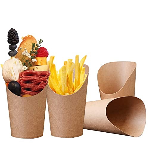 50Pcs 12oz Disposable Kraft Paper French Fries Chips Cups，Disposable ...