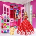 K.T. Fancy 120 Pcs Fashion Doll Closet Wardrobe for Doll Clothes and