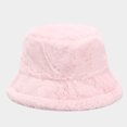 thumbnail image 2 of Xijirk Womens Fuzzy Bucket Hat with Wide Brim Warm Solid Color Winter Hat for Travel Shopping Outdoor Daily Casual Wear,Pink,One Size, 2 of 3