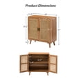 thumbnail image 4 of 28" Storage Sideboard Cabinet, Tina's Home 2 Rattan Doors Wooden Buffet Adjustable Shelves Bedroom, 4 of 8