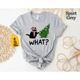 thumbnail image 2 of Funny Christmas Cat Graphic Print T-Shirt | WHAT? Tree Knockdown Design | Holiday Humor Tee, 2 of 7