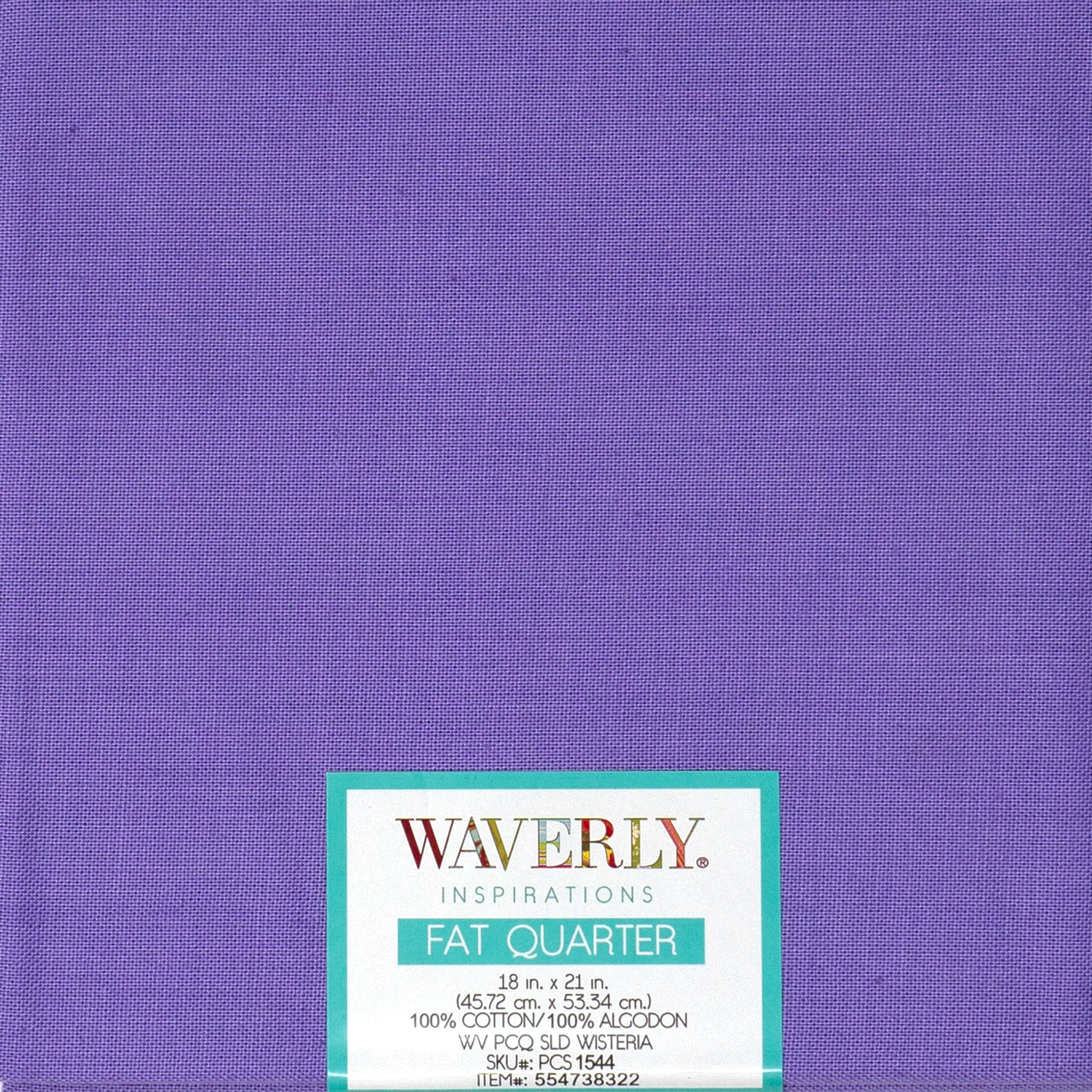 (8 pack) Waverly Inspirations Cotton 18" x 21" Fat Quarter Solid WISTERIA Print Fabric, 1 Each