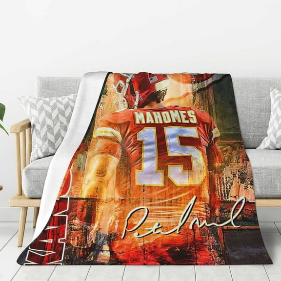 Blanket Throws Flannel for Couch Sofa Bed Home Decor Gift Sports Football Fans (Mahomes, 40x50inch)