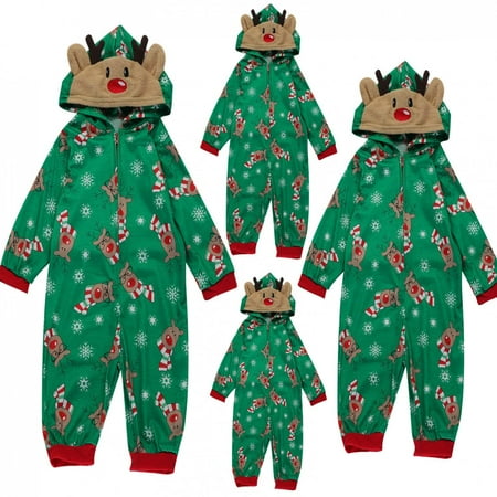 

Matching Family Christmas Pajamas Onesies 2022 Reindeer Hooded Holiday Nightwear Xmas Pjs Sets Household Sleepwear