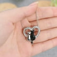 thumbnail image 5 of EOEMY Fashion Couple Crystal White/Black Cat Heart Pendant Necklace Women Jewelry Gift, 5 of 8