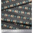 thumbnail image 3 of Soimoi Gray Poly Georgette Fabric Snowman & Snowflake Christmas Printed Fabric 1 Yard 52 Inch Wide, 3 of 5