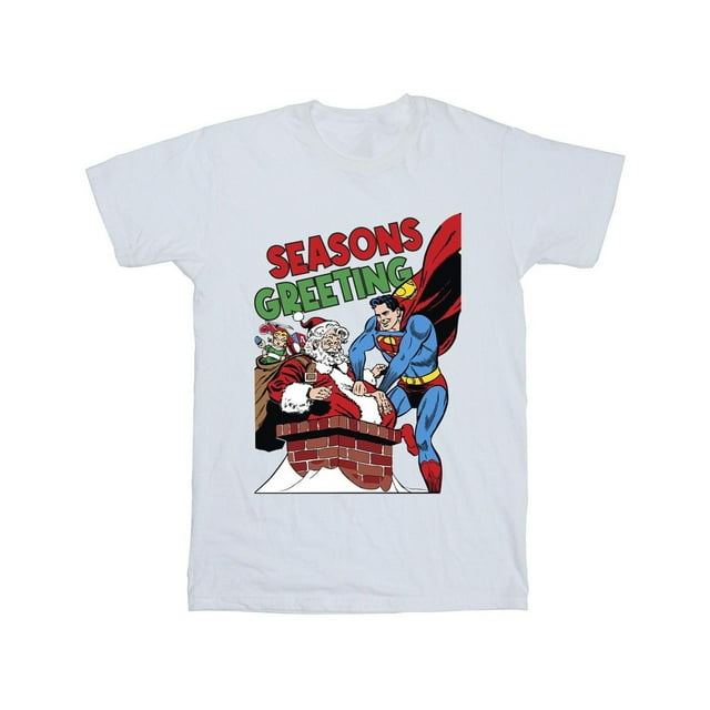DC Comics T-Shirt de Bande Dessinée du Père Noël pour Hommes Superman