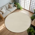 thumbnail image 3 of White Swan 5ft Round Rug, Farmhouse Solid Beige Color Modern Art Non-Skid Rubber Backing Large Area Rugs - Living Room Bedroom Home Office, Indoor Floor Mat Carpets Washable Rug, 3 of 9