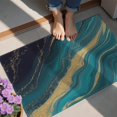 thumbnail image 4 of Blue and Gold Marble Pattern Washable Non Slip Indoor Door Mat, Decorative Entry Rug for Entrance, Bedroom, Kitchen, Bathroom, 20"x32", 4 of 6