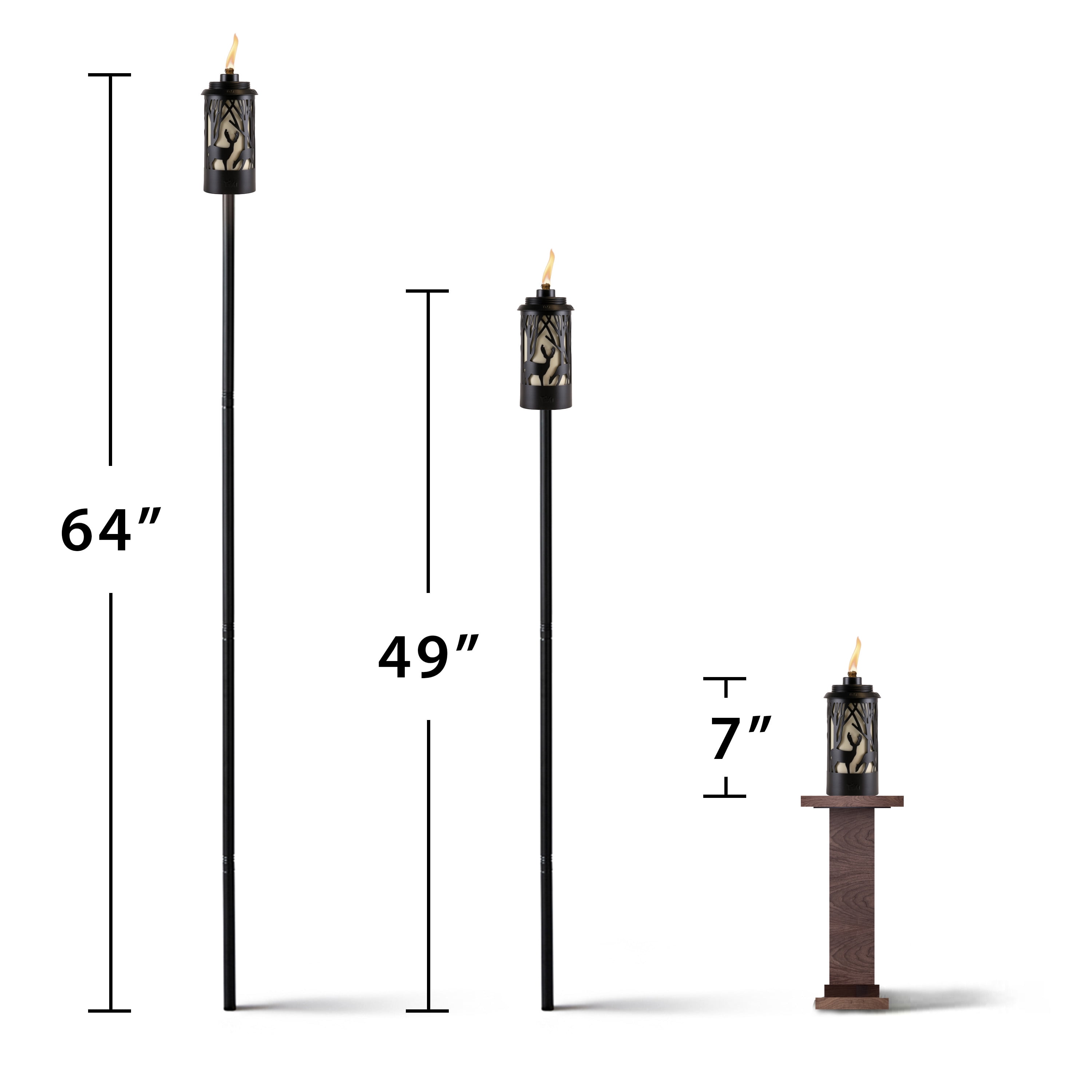 TIKI Hunter 64.5" Metal Outdoor Torches, 2-Pack – Weather-Resistant, Refillable Decorative TIKI Torches for Patio, Backyard, Garden & Landscape Lighting, Black