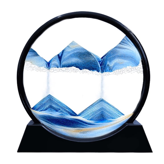 Aoderun Moving Sand Art Picture 3D Color Quicksand Decor Home Relaxing Toy (12" Blue)