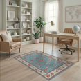 thumbnail image 2 of ODIKA 4'x6' Powder Blue Traditional Botanical Washable Area Rug Blooming Garden Leaf Spray Centered Symmetry Petal Motif for Bedroom, Reading Nook, Pet Friendly & Non-Shedding, 2 of 7
