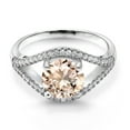 thumbnail image 2 of Gem Stone King 2.20 Ct Round Peach Morganite 925 Sterling Silver Ring (Size 6), 2 of 4
