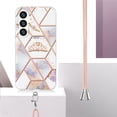 thumbnail image 3 of Case for Samsung Galaxy S24 Plus, Luxury Crossbody Detachable Strap Silicone Bumper Frame Marble Pattern TPU Ultra Slim Drop Protective Case Cover for Samsung Galaxy S24 Plus - K, 3 of 4