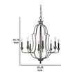 thumbnail image 5 of 60 X 8 Watt Metal Chandelier with Tubular Frame, Textured Bronze- Saltoro Sherpi, 5 of 5