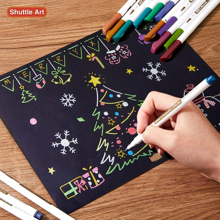 Shuttle Art Metallic Markers, 24 Vivid Metallic Colors, Fine Point
